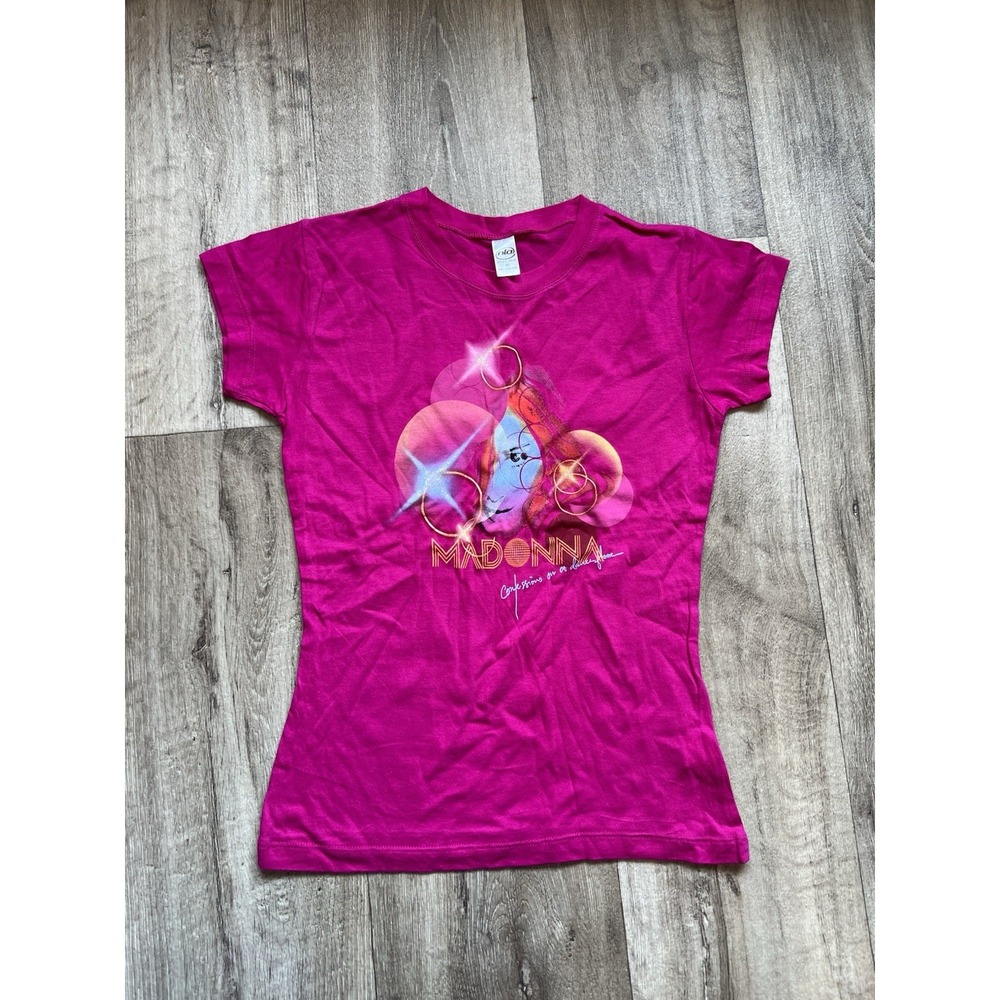 Vtg 2005 Madonna Confessions on a Dance Floor T-Shirt Womens M Pink Next Level
